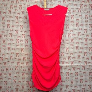 Amanda Uprichard NESSA Pink Begonia Sleeveless Ruched Mini Dress Revolve Party S